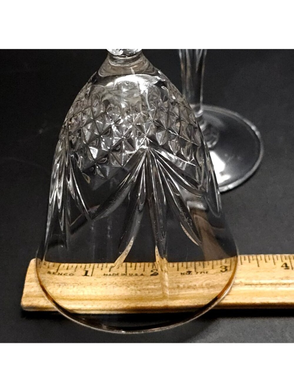 2 Cristal de Flandre Salzburg Gold Wine Glasses 6.5" cut crystal 1990s France vi - Picture 4 of 8